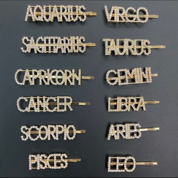 Cute Bling Zodiac Sign Hair Clips/ Pins - Picture 3 of 3
